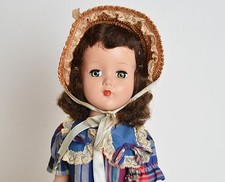 Vintage 50s Arranbee R&B Nanette Brunette Doll Dress Straw Hat 17"