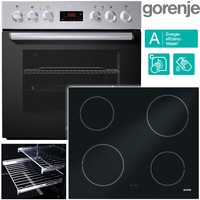 GORENJE UMLUFT EINBAU HERD SET EDELSTAHL + GLASKERAMIK KOCHFELD GILL EEK A NEU