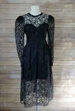 New listing
Vintage 80s Black Overlay Sheer Lace Sequin Cocktail Party Mini Dress