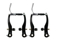 V-Brake Set Alu VR+HR komplett m. Bremsschuhen, Zugführung  PROMAX schwarz NEU 