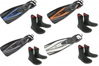 Aqualung Express ADJ EchoZip Set Geräteflossen mit Füßlinge Gr.38-48 ver. Farben