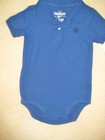 OSHKOSH BABY BOYS SHORT SLEEVE POLO STYLE BODYSUIT, NAVY, 12M.NWT