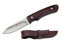 Beretta,Gürtelmesser mit Cocobolo-Griff, Daumenauflage, braune Lederscheide, OVP