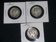 1934, 1935, 1936 Mercury Dimes C0426-3