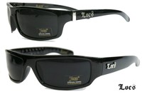 LOCS® Old School Sonnenbrille West Coast Gangster Bikerbrille schmal schwarz 