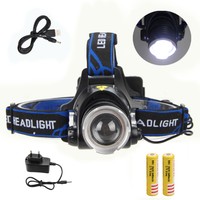 Zoom 5000Lm CREE XM-T6 LED Stirnlampe Kopflamp Licht Lamp 2*18650 Auto Ladegerät