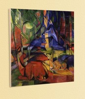 BLAUER REITER FRANZ MARC REHE IM WALDE II 1914 KUNSTDRUCK 18 auf Platte gezogen