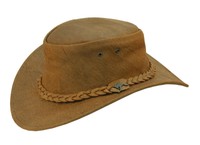 Nullabor Lederhut mit geflochtenem Hutband und gebogener Krempe von Kakadu 