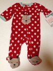 Newborn Fleece Footed Pajamas Pjs Red Pink Blue Polka Dots Reindeer Soft Warm