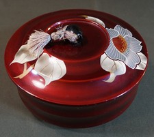 Beautiful Japanese Lacquer Tea Cookie Box Lid with Flowers