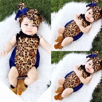 Cute Newborn Infant Baby Girls Leopard Romper Bodysuit Jumpsuit  Outfits Clothes