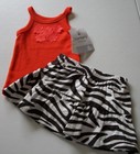 Carter baby girl outfit 6 month skirt tank top skort set NWT orange cotton zebra