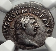 VITELLIUS 69AD Authentic Ancient Silver Roman Denarius Coin Rome NGC VF i58227