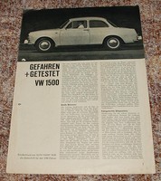 Sonderdruck Gute Fahrt 10/1961 Gefahren + getestet: VW 1500, fast 55 Jahre alt!