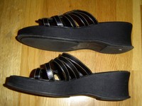 MALATI Pantoletten Gr. 40 Riemchenpantoletten braun schwarz Sandaletten