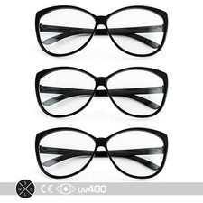 Lof of 3 Black 50s Cat Eye Cateye Shaped Clear Sunglasses Glasses S008