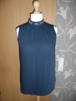 Top dunkelblau Gr. L / 42 von H&M / ärmellos / Hängerchen / Glitzer / Shirt blau