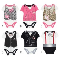 Toddler Baby Boy Girl Cotton Gentleman Romper kid Jumpsuit Bodysuit Outfit 3-24M
