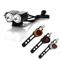 X2 Fahrradlampe 2LED 3000LM CREE XM-L Fahrradbeleuchtung Kopflampe + Rücklicht