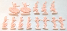 Lot of 13 Vintage 1950’s Pink Plastic Flamenco Dancers Flat Cake Toppers Figures