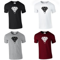DIAMOND DRIPPING LOGO HIPSTER WASTED FRESH MENS LADIES XS-XXXL (DIAMOND,T-SHIRT)