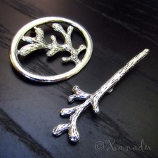 Toggle Clasp Wholesale Silver Plated Fancy Tree Branch Findings F0276 - 3 Sets