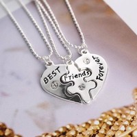 Mädchen Schmuck Freundschafts Kette 3 Ketten Best Friends FOREVER Herz Neu 