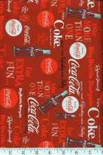 Coca-Cola Jingles Dark Red Quilt Fabric - 1 Yard