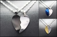 2 Herz Anhänger aus Edelstahl Partnerketten Herz Gravur