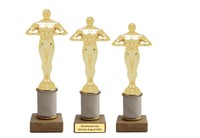 3D Pokale-Ständer, 3er Serie weiß-gold, 49 Sportarten zur Auswahl, inkl. Gravur