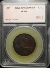 1787 New Jersey Nj1C Colonial Segs Xf Penny