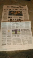 Boston Globe "GUILTY ON ALL COUNTS" Marathon Bombing Tsarnaev Newspaper 4-9-3015