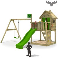 FATMOOSE DonkeyDome Double XXL Spielturm Baumhaus Kletterturm Rutsche Schaukel