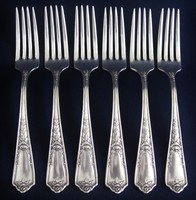 6 hübsche florale versilberte Jugendstil Gabeln T.B Dänemark 1911