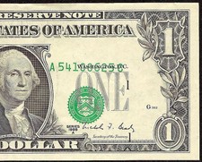 1988 A $1 Dollar Bill Misaligned Overprint Shift Error Note Paper Money Currency