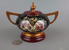 Vintage G&C Folk Art Hand Painted Metal Lidded Sugar Bowl Australia 