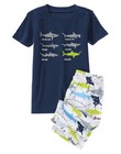 Gymboree Boys 12-18M 18-24M 2T Navy Shark 2-Pc Cotton Gymmies Shorts Pajama Set 