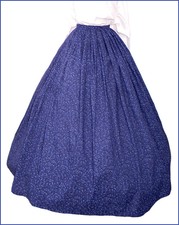 1800's Civil War Victorian Skirt Navy Blue Floral New 100% cotton Made in Usa