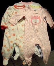 Lot 5 Baby Girl carter's Garanimals Footed Sleepers Sleepwear Pijama 3-6 months