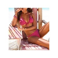 S.OLIVER Rüschen Triangel Bikini mit herausnehmbaren Cups NEU pink weiß Tupfen