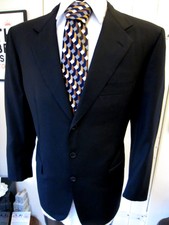 BRIONI SUPER 180 BLACK THREE BUTTON BLAZER JACKET UK 44 EU 54 SHORT WORKING CUFF