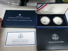 American Buffalo Commemorative Coins Proof & Uncirculated Silver Dollars 2 Coin