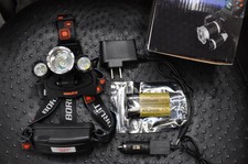 CREE 12000 Lumen Headlamp XM-L 3 x T6 LED Headlight 18650 Light Charger Battery