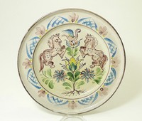 TOP! Großer Teller Obstteller Schale Wandteller Keramik Pferde KH Bauernmalerei