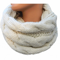 XXL LOOP SCHAL Cremeweiß  ZOPFMUSTER Strickschal Winterschal Schlauchschal W 20