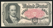 50 Fifty Cents Fifth Issue Fractional Currency Note About Uncirculated