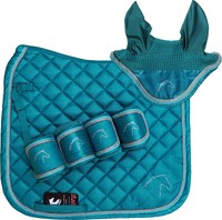 HKM Exclusiv Set Schabracke Bandagen Fliegenhaube petrol türkis