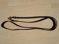 Neu: Geflochtene Zügel, Leder, Isländer, braun mit Karabiner, Goertz