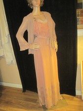 Vintage 1970's Golden Brown Silky Accordion Dress & Blouse by Jack Bryan M 12