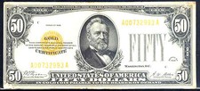 1928 $50 Gold Certificate - A block